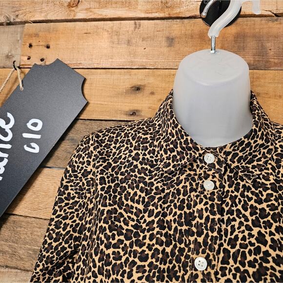 J. Crew women's animal print causal button up shirt size M - Picture 3 of 14